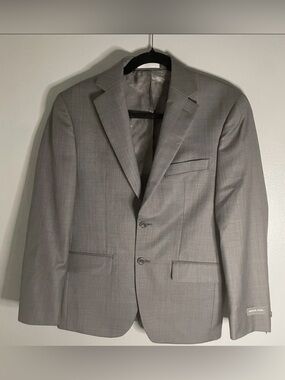 NWT Michael Kors Kris Model Men 36S Grey Modern Fit Stretch LW Wool Suit Jacket
